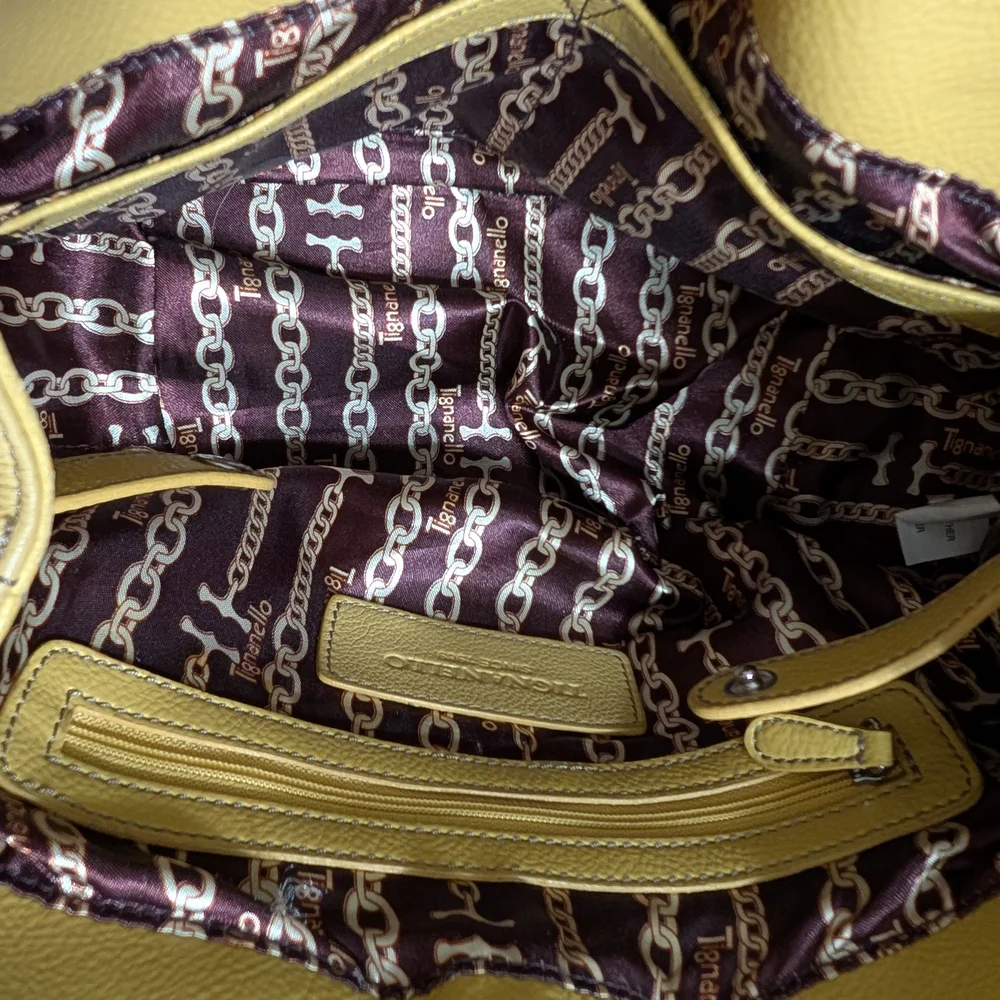 Tignanello Yellow Pebble Leather Handbag‎ 10